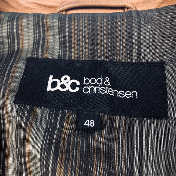 B&C Bod & Christensen Mens Jacket Coat Size 48 Brown Leather Distressed - Picture 9 of 14